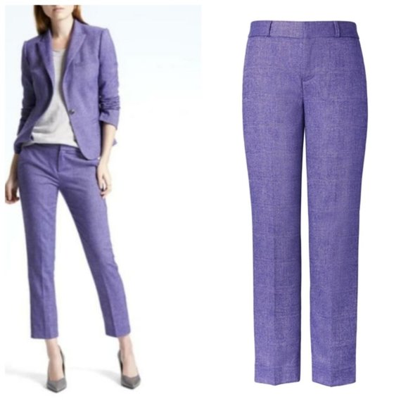 Banana Republic Pants - NWOT Banana Republic Purple Herringbone Avery Straight Fit Ankle Pants Size 0